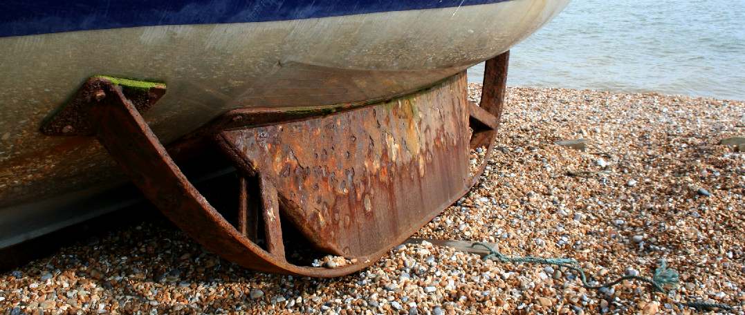 Rusty runners on the beach at Hastings in Sussex
